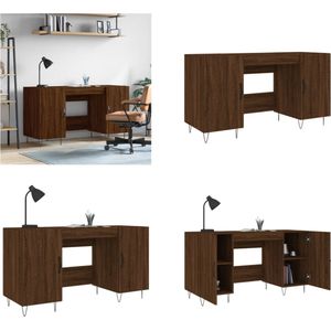 vidaXL Bureau 140x50x75 cm bewerkt hout bruin eikenkleur - Bureau - Bureaus - Schrijftafel - Buro