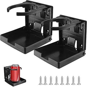Inklapbare bekerhouders voor in de auto, 2 stuks - universele koffiebekerhouder, opvouwbare drinkhouder voor boot, auto van kunststof, zwart