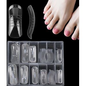 BOXOB 120 Stuks Polygel Nagelsjablonen Set, Dubbele Teensjablonen Herbruikbaar Nagelverlengingsmallen voor Polygel Doe-Het-Zelf Thuispedicure en Salongebruik