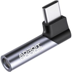 AdroitGoods USB C naar 3.5mm Jack Adapter - Haaks - Audiojack naar USB-C - Audiojack 3.5 - Audio Jack USB-C - Aluminium - Grijs