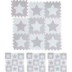 Relaxdays 36 x puzzelmat ster - speelmat - speelkleed - vloerpuzzel - speeltapijt - grijs