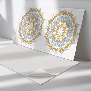 Wallfluent Vinyl Wandpaneel - Bloemenmandalapatroon Wandpaneel PVC - 100 cm x 50 cm - Beige Vinyl Wandpaneel - Set van 1 - Rechthoekig Wandbekleding Vinyl - Patroon Wandpaneel - Zelfklevend Wandpaneel - Wandpaneel Keuken en Badkamer