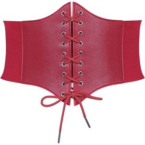 Zwart Corset Taille Riem Voor Vrouwen - Brede Cinch Riem Met Vetersluiting Voor Halloween Feest
