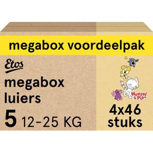 Etos Luiers - Woezel & Pip - Maat 5 - 12 tot 25kg - Megabox Voordeelpak - 184 stuks