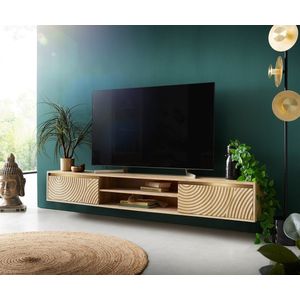 TV-meubel Budaya mango natuur 200 cm 2 deuren 2 vakken zwevend lowboard