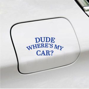Bumpersticker - Dude Wheres My Car - 20x9,7 - Blauw