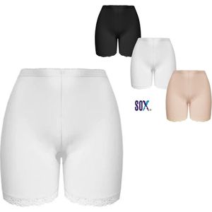 SOX Boxershort in Ultrazachte Katoen Dames met lange pijpen en kruisje Wit M