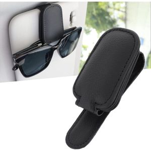 Brilhouder magnetisch voor auto LEER – zonneklep zonnebrilhouder - clip houder auto accessoires - brilclip brillenkoker (zwart)