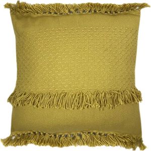 Sierkussen - Mustard Fringe - Geel - 50 Cm X 50 Cm