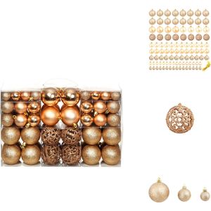 vidaXL Kerstballen - 3 cm - 4 cm - 6 cm - Kunststof - Rose en goud - Kerstbalhaakjes