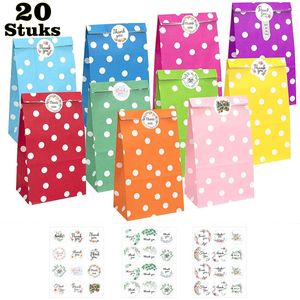 LIXIN Kleurrijk Uitdeelzakjes - 20 Stuks - 13x8x24cm - Kado Zakjes - Uitdeelcadeaus - Cadeauzakjes - Cadeautasje - Papieren zakjes - Inpakzakjes - Sluitstickers - Stickers - Colorful Gift Bags