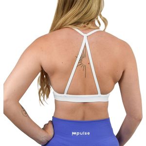 Impulse Fitwear - Sport BH S - Wit - Sportbeha dames - Uitneembare vulling - Fitness - Sport top dames - Support - Open rug - Maat S