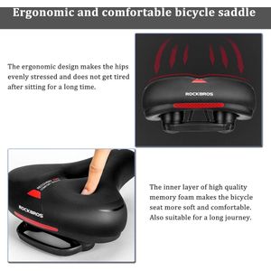 Bicycle Saddle Men Women Ergonomic Bicycle Seat Memory Foam Comfortable Soft Gel Saddle MTB Road Bike 36 * 22 cm Black Breathable Waterproof