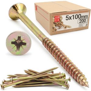 LUN FIX - Schroef 007 gehard - voor bevestiging van materialen - 5,0x100 200 Stuks