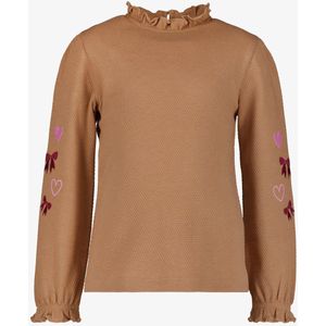 TwoDay meisjes top met hartjes en strikjes bruin - Maat 92