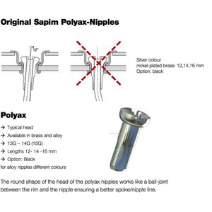 Sapim Spaaknippel 14 Polyax 14mm Zilver Messing (100st)