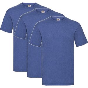 3 Pack - Fruit of The Loom - Shirts - Kids - Ronde Hals - Maat 140 - Retro Heather Royal