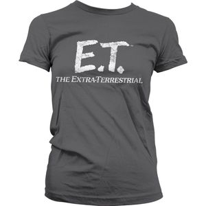 E.T. Extra-Terrestrial Distressed Logo Girly Tee Damen T-Shirt Dark-Grey-S