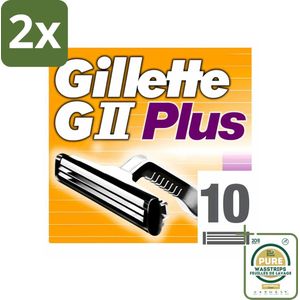 Gillette - GII Plus - Wegwerpscheermesjes - Comfortabele scheerbeurt - 10 Scheermesjes - Voordeelverpakking - 2 stuks - Gillette GII Plus - Scheermesjes voor mannen