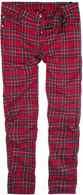 Banned - Tartan Pants - Stoffen Broek - Rood