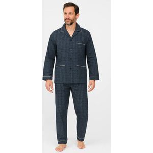 Flanellen heren pyjama - Geruwd - Warme winter pyjama - Flanellen pyjama heren - 58 - Blauw