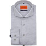 Suitable - Melange Overhemd - Grijs - Slim-fit - Katoen - Lange Mouw