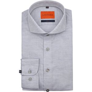 Suitable - Melange Overhemd - Grijs - Slim-fit - Katoen - Lange Mouw
