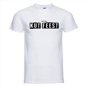 Wat een kut feest T-shirt - 100% Katoen - Maat XS - Classic Fit - Wit