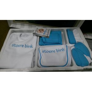 Petit Villain - Giftset 'stoere bink' - Wit/Blauw - 5-delig Kledingsetje