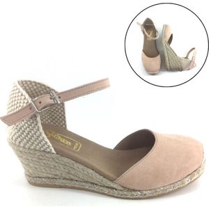 Stravers - Espadrilles Maat 45 Nude Grote Dames Maten Sleehakken