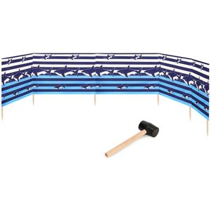 Garronda 6m Strand Windscherm Met Stokken - Windscherm Strand – Windscherm – Rubberen hamer – Strepen/Haaien – GD-EX-Wb-6m