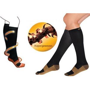 Copper Therapeutische Compressiesokken - Zwart - L/XL
