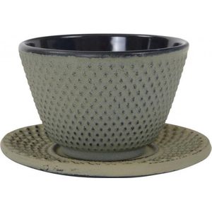 Tokyo Design Studio Arare Theekop en Schotel - 12 cl - grijsgroen