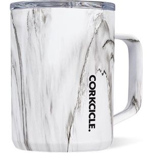 Corkcicle Snowdrift Koffiebeker Koffiemok To Go - Thermosbeker - RVS & driewandig Koffie Beker - 475ml - Wit/zwart