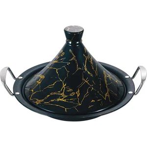 Royal Swiss - Kook tajine - 32 cm - zwart&gold - geschikt ook voor Inductie - porseleinen deksel