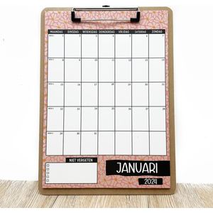 Kalender 2024 met Klembord - kleur - Wandkalender - Maandkalender - Maandplanner kleur