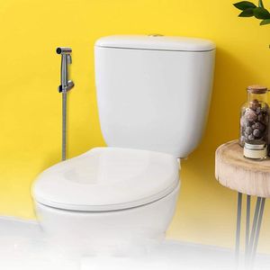 GPD Handdouchehouder Chromen, Complete set knijp handdouche +slang, Toilet met spoel douche föhnen installatie,