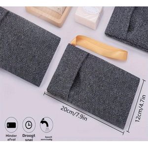 2 stuks Exfoliërende grijze mesh zeep besparende zak - Exfoliatie - Douche of Bad - Zeep Houder met ophang lint voor Schuimen of Drogen van Zeepjes en Body Scrub