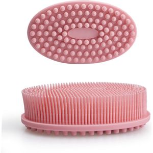 Siliconen badborstel - exfoliërende badborstel, loofahborstel, bodyscrubborstel en hoofdmassageborstel - roze