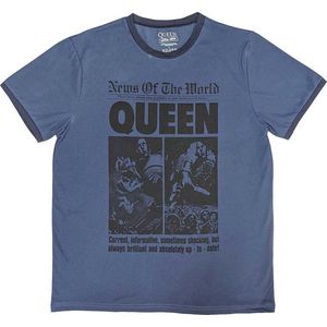 Queen - News Of The World 40th Front Page Heren T-shirt - L - Blauw