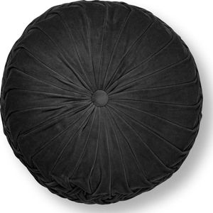 Dutch Decor - KAJA - Sierkussen rond velvet 40 cm - Raven - zwart