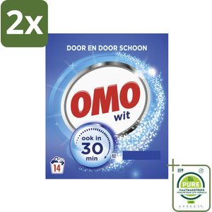 OMO – Waspoeder – Wit – 14 Wasbeurten - Voordeelverpakking - 2 stuks - Wit waspoeder - Schone was