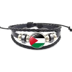 Akyol - Armband - Free Palestina armband - Palestina - leren armband - palestijnse vlag - No war - zwarte armband