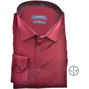 Ledub modern fit overhemd - bordeaux rood (contrast) - Strijkvriendelijk - Boordmaat: 44