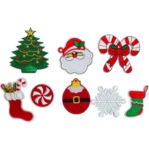 Kerst Santa Is Coming To Town Strijk Embleem Patch Set 8 Patches