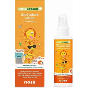 NosaAttack Anti-luizen lotion perzikgeur incl. gratis luizenkam