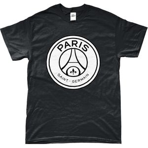 PSG Shirt - Logo - T-Shirt - Paris Saint Germain - UEFA - Champions League - Voetbal - Artikelen - Zwart - Unisex - Regular Fit - Maat S