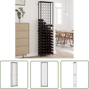 The Living Store Wijnrek voor 95 flessen 54x18x200 cm smeedijzer zwart - Wijnrrek - Wijnkast - Wijnopslag - Wijnbewaring - Smeedijzer