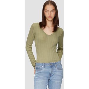 Gebreide Trui - V-Hals - Groen - Viscosemix - Regular Fit