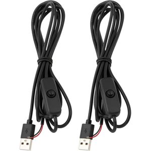 2 stks USB 2.0 Connector Mannelijk naar 2pin Blote Draad Connector Kabel 2m 22AWG Power Extension Draad voor Licht Strip LED Lamp Zwart